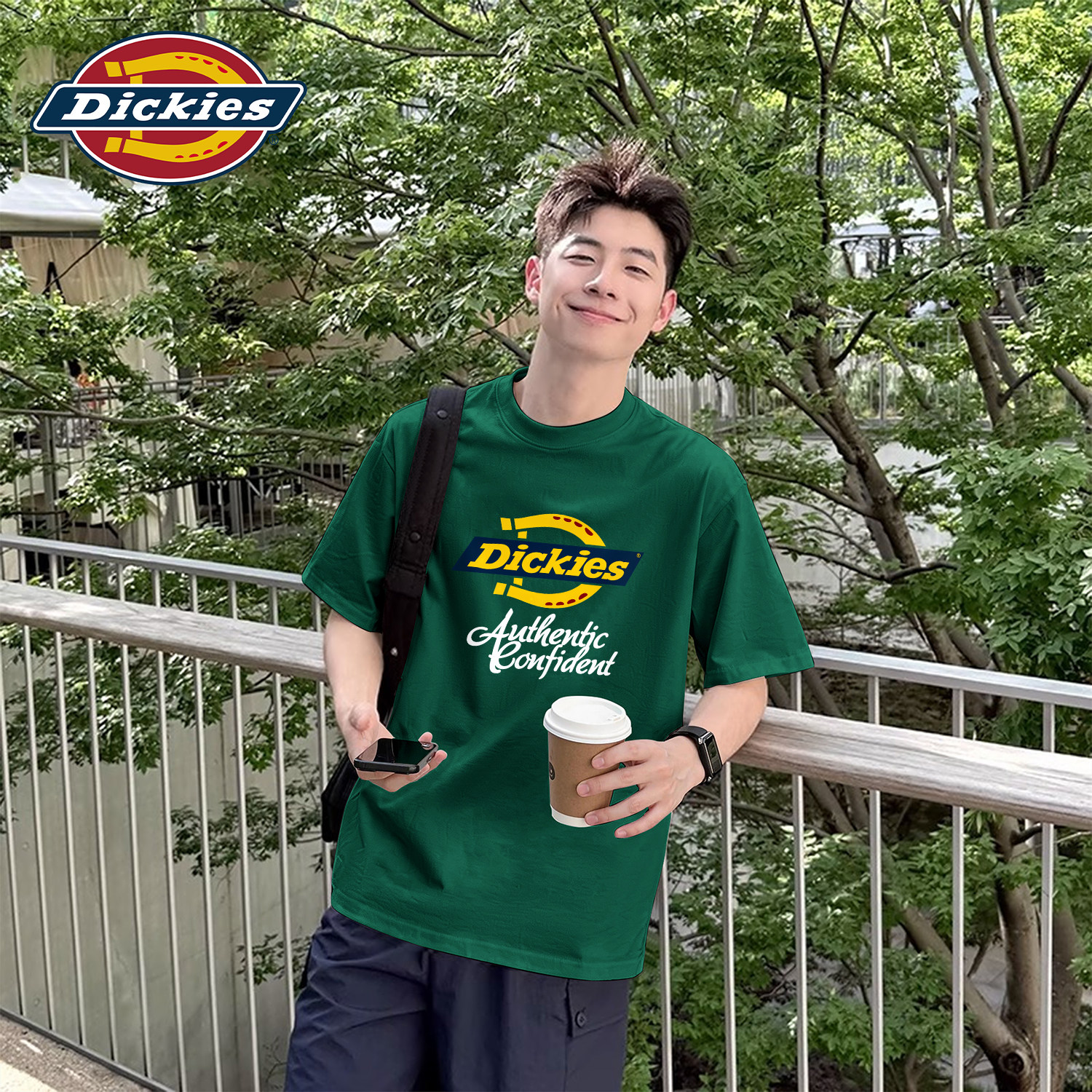 Dickies男士纯棉圆领T恤休闲简约打底上衣夏时尚百搭透气休闲短袖