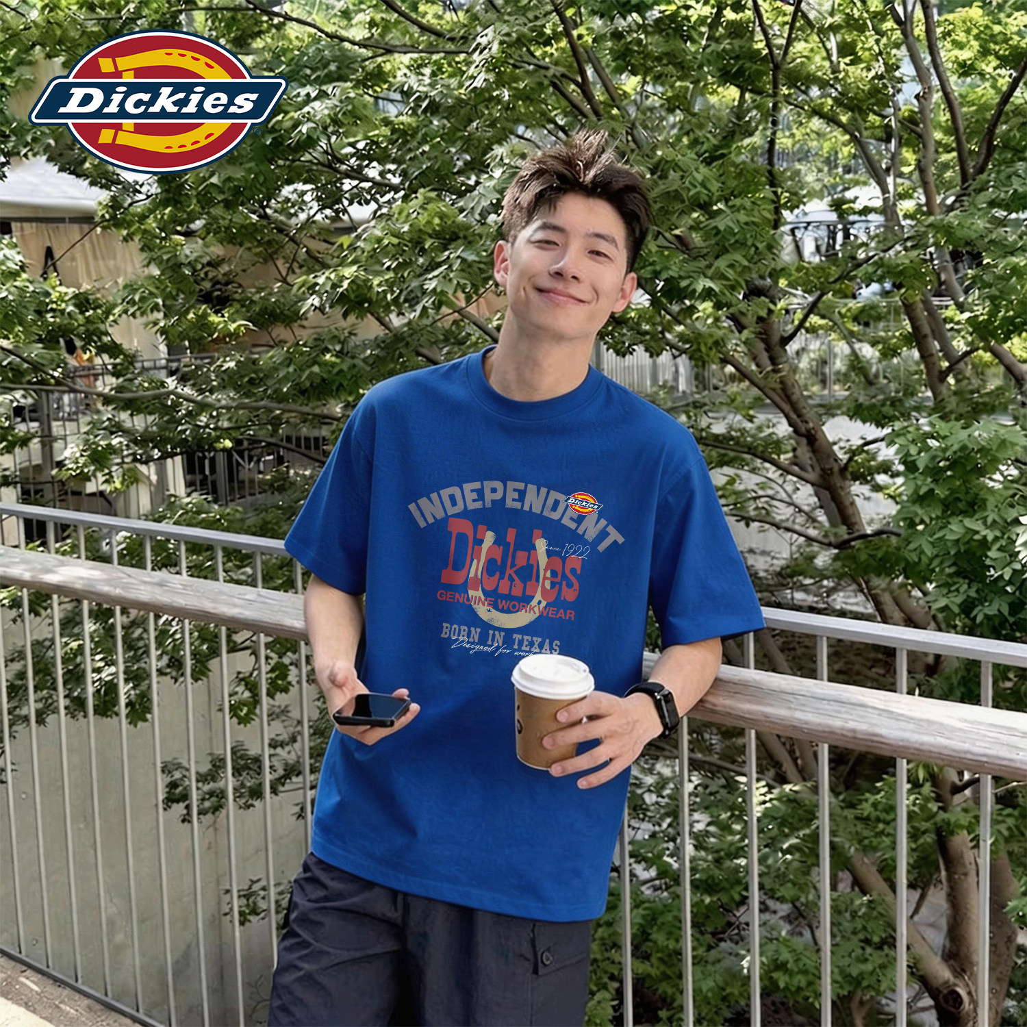 Dickies短袖T恤男克莱因蓝2026新款夏季纯棉宽松潮流印花男士体恤