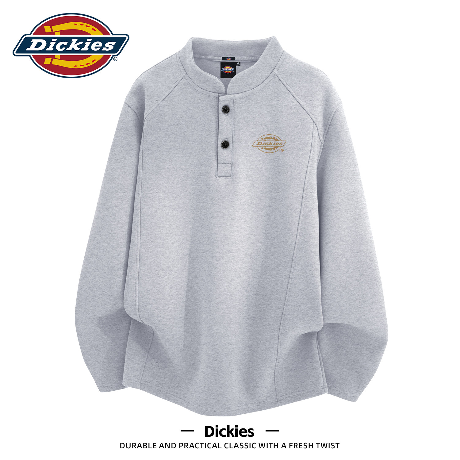 Dickies美式重磅潮牌亨利领卫衣男2026秋季新款休闲宽松百搭上衣