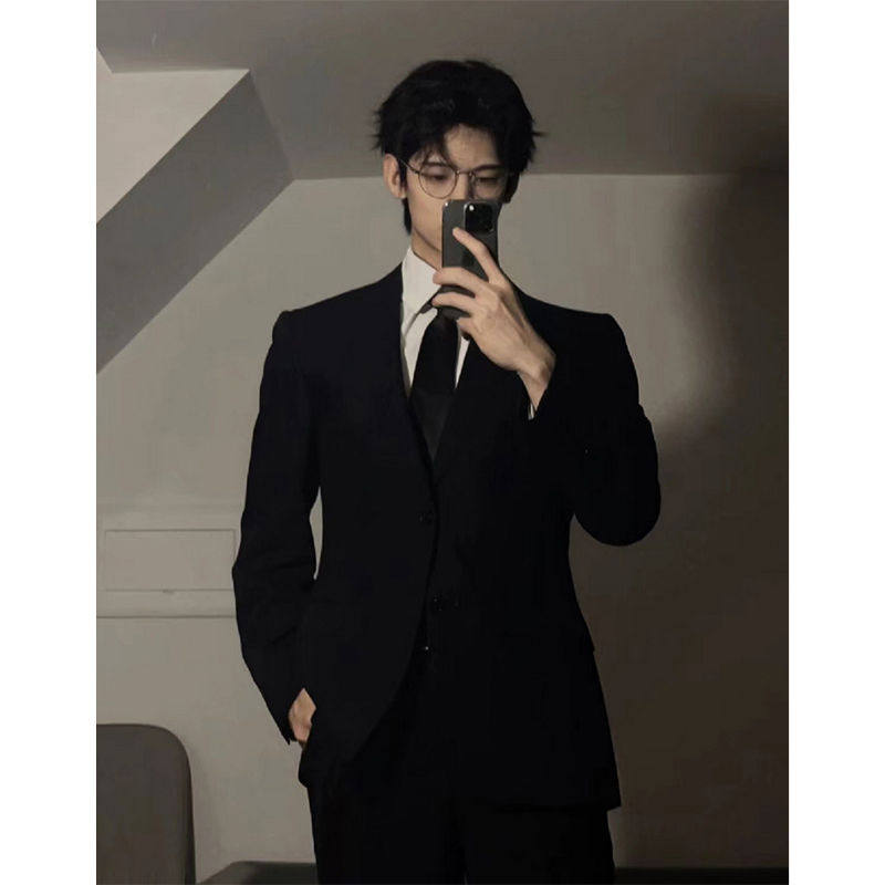 남성을 위한 하이 엔드 다크 스타일 어깨 패드 캐주얼 정장 멋진 정장 재킷 대학생을 위한 비즈니스 남성 정장