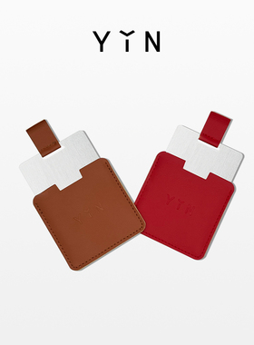 「瘾」皮质便携小方镜-棕色/红色 下单备注颜色