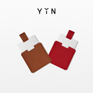 下单备注颜色 红色 「瘾」皮质便携小方镜 棕色