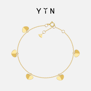 节日礼物YIN隐「怡」折纸开心手链 18K金原创爱心手链送女友礼物