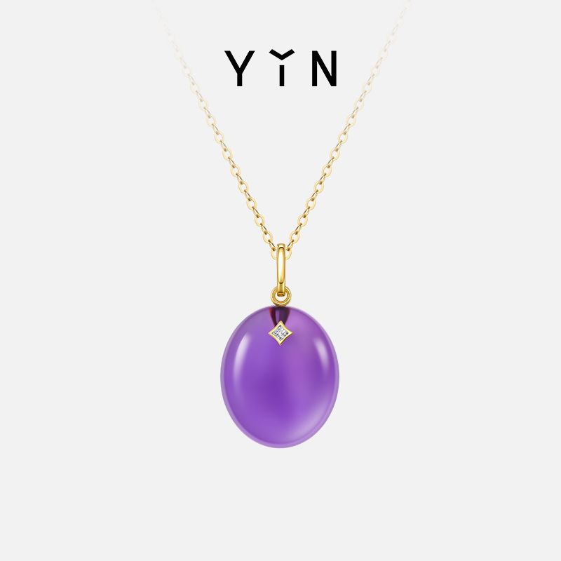 YIN隐女士紫水晶18K金吊坠