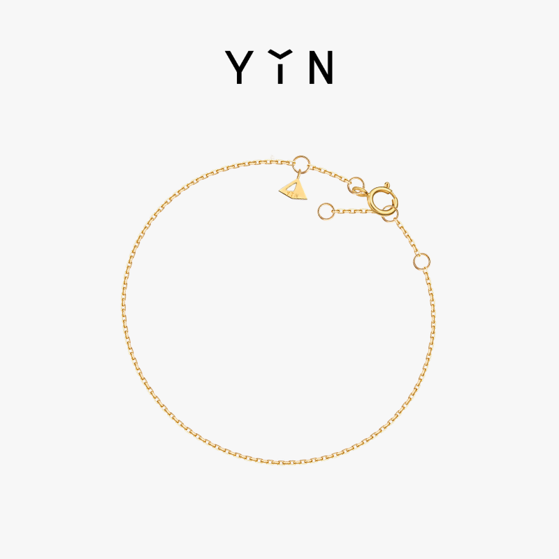 YIN隐「易」系列18K金脚链男士手链素金简约O型链素链足链脚链