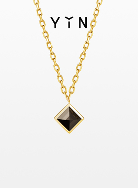 YIN隐「垠」系列冥王星项链 18K金黑玛瑙宝石锁骨链