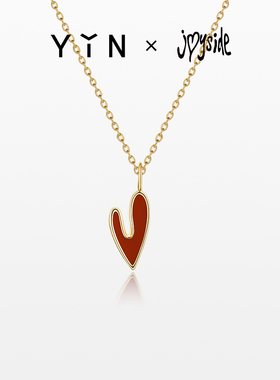 YIN隐「燥热的心」18K金项链 摇滚涂鸦爱心吊坠 红玉髓锁骨链礼物