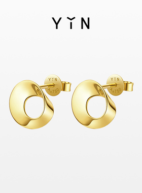 节日礼物YIN隐莫比乌斯环耳钉18K金耳钉耳环奢侈品珠宝礼物送女友