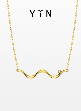 节日礼物 YIN隐水光涟漪PADI海洋潜水款18K金项链钻石锁骨链珠宝