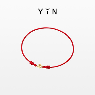YIN隐「隐」系列 18K金本命年编织红绳手链 莫比乌斯环可调节手绳