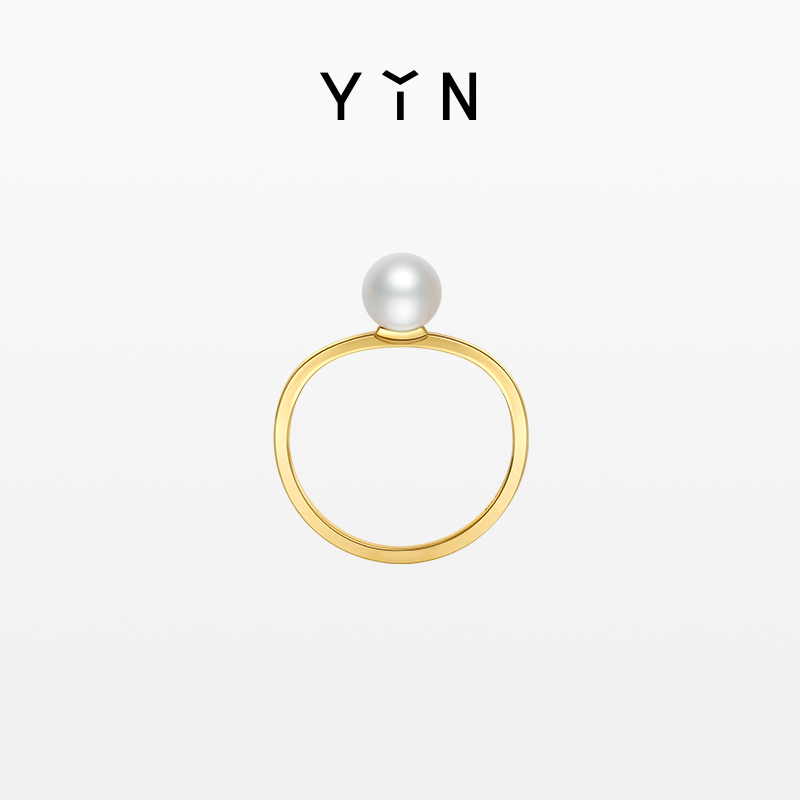 YIN隐戒指18K金Akoya珍珠天然