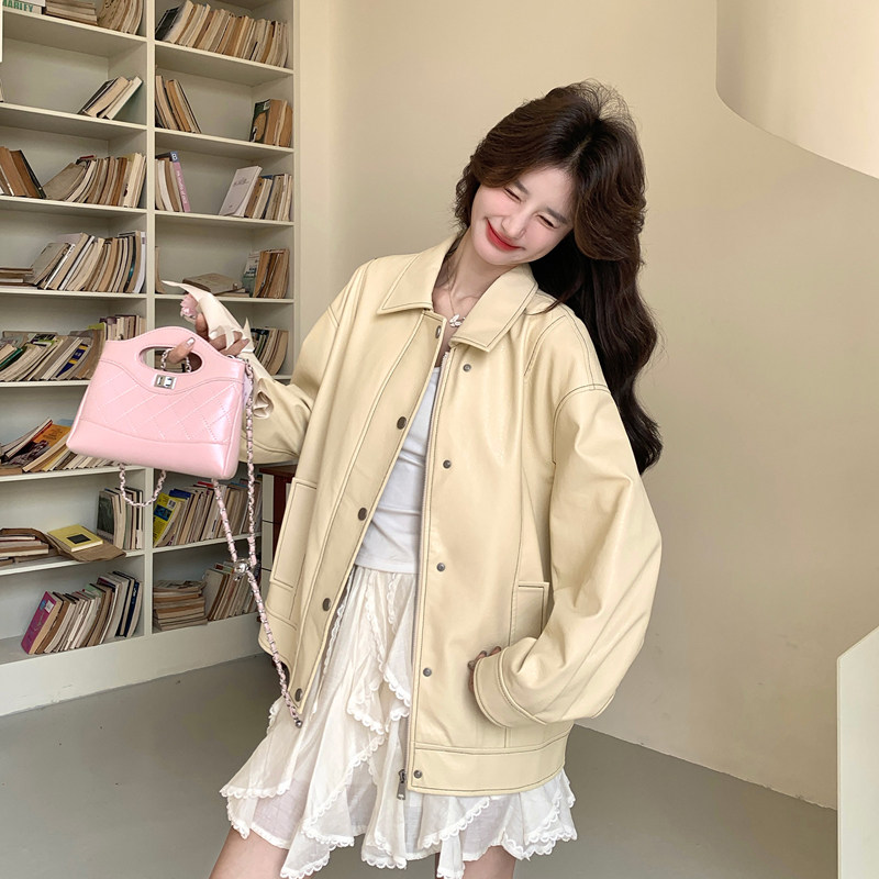 【现货】韩系黄色皮衣外套8005-p155-k238，女装短外套，浙宝079