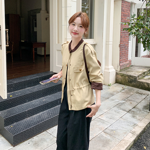 【新款】圆领撞色抽绳风衣外套8878-p155-k238图片
