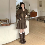 咖色复古休闲牛仔连衣裙女2025春新款流行穿搭高腰显瘦小个子裙子，女装连衣裙，浙宝079