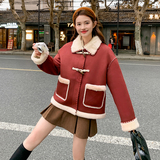 【新款】牛角扣圣诞节氛围感皮毛一体0990-p195-k298，女装短外套，浙宝079