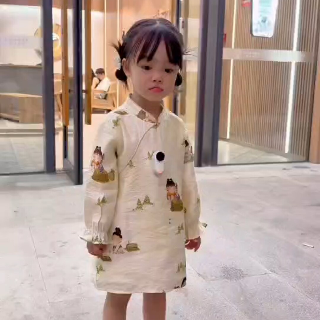 女童春装2024新款连衣裙儿童春秋款小女孩洋气新中式国风旗袍裙子