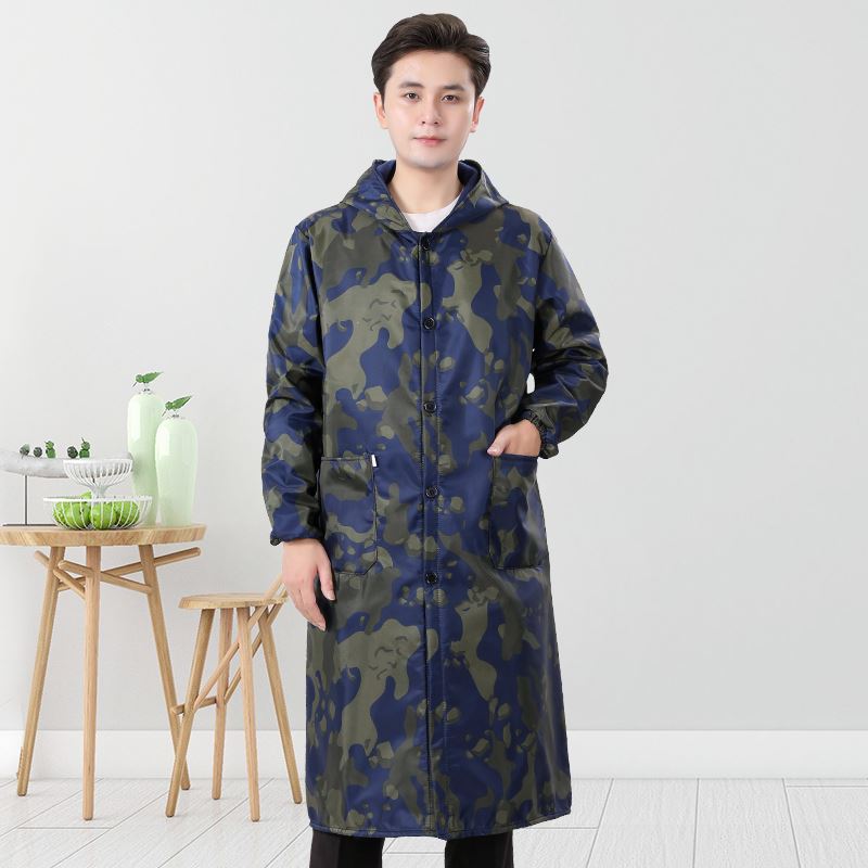 干活穿的罩衣纽扣男款防尘工作服冬天黑色羽绒服罩衣防水防油加绒