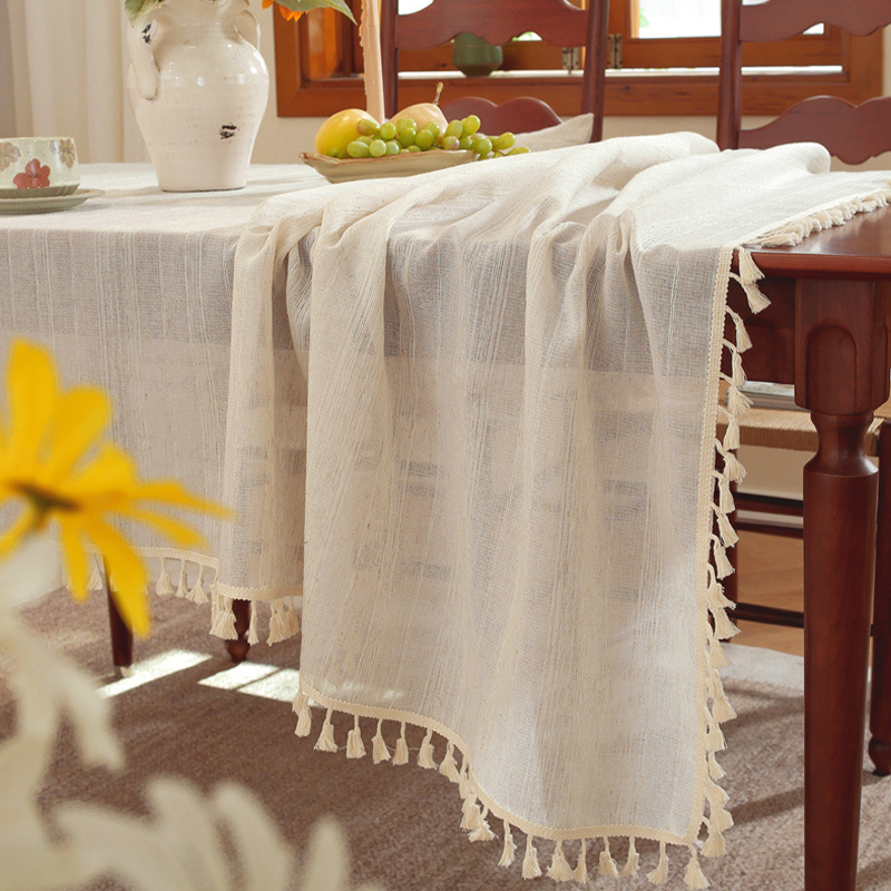 法式复古风餐桌布仿棉麻防尘甜品台装饰布艺圆桌家用台布盖布