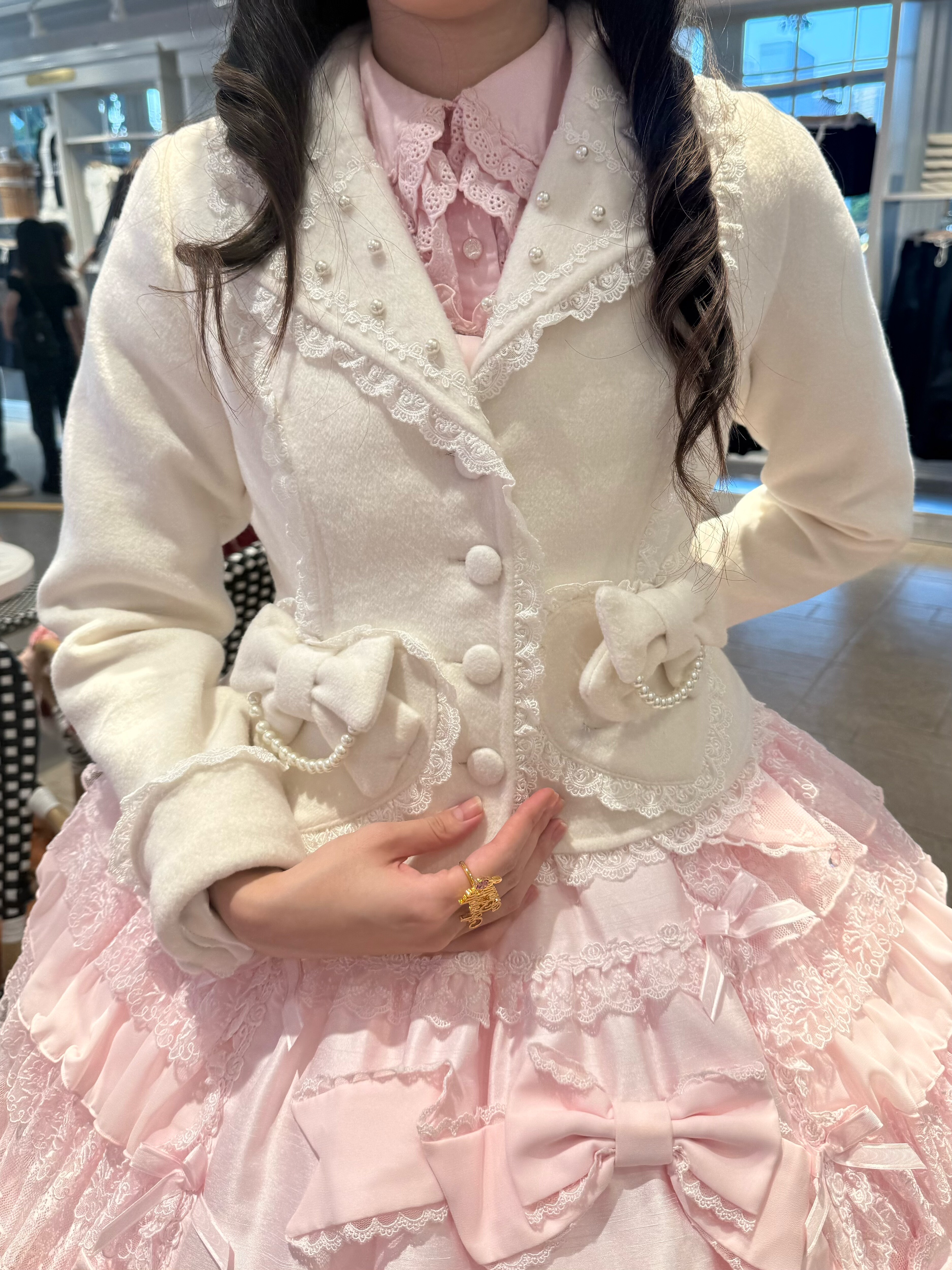 黄桃汤圆原创设计lolita洛丽塔珍珠雪霜大衣 定金/全款