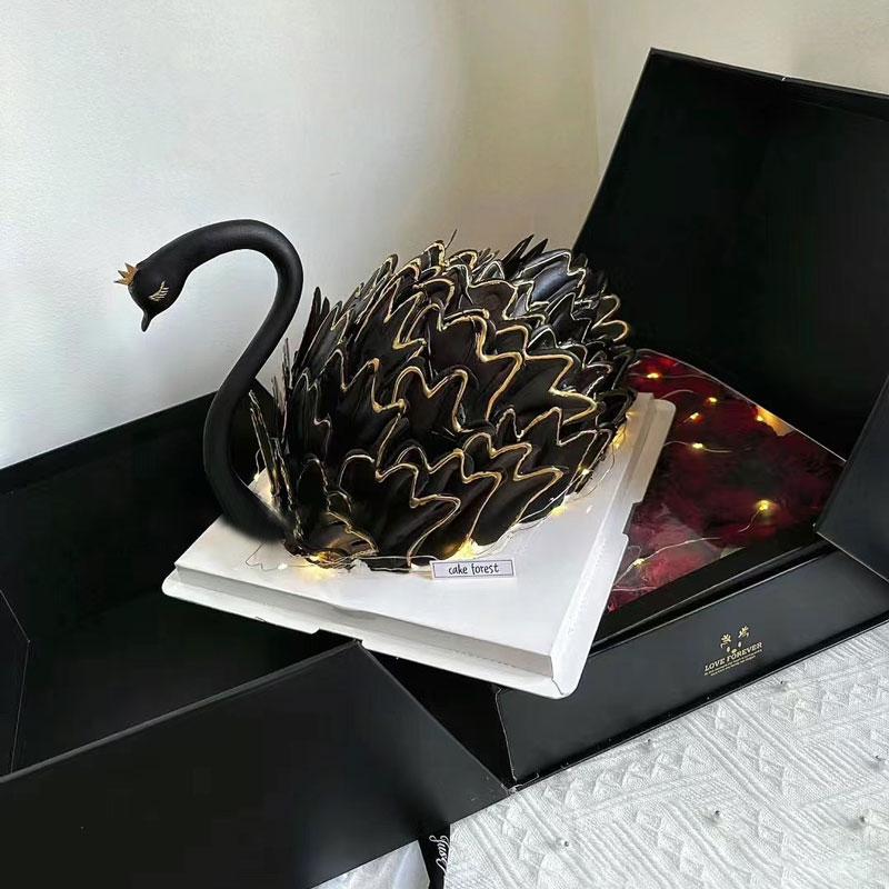 黑天鹅蛋糕包装盒6寸8寸双层鲜花蛋糕盒网红生日惊喜礼物蛋糕盒子