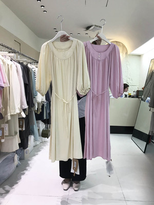 圆领系带裙子气质显瘦连衣裙