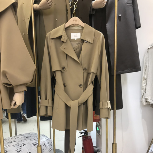 双排扣系带风衣收腰显瘦外套