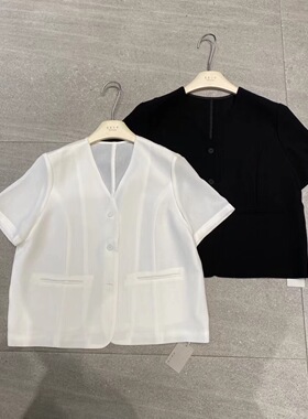 SELF气质V领休闲西装2025夏装新款韩版宽松显瘦短袖百搭西服7101