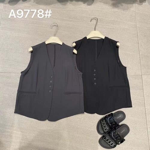 SELF港风宽松简约单排扣马甲女秋