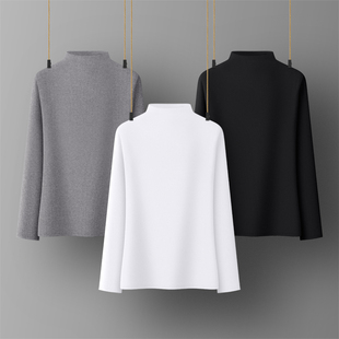 黑色小高领长袖 女洋气半中领内搭秋冬百搭上衣t恤紧身气质 打底衫