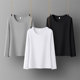 内搭可外穿春秋季 黑色弹力棉质百搭修身 t恤上衣 女长袖 纯色打底衫