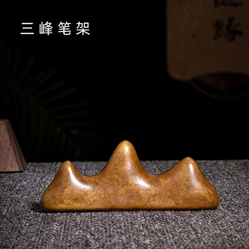 徽轩宣纸 笔架山山型笔架三峰笔架五峰笔架铜制品文房用品铜器笔搁放