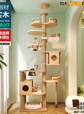 全实木猫爬架通天柱猫树一体高层大型猫爬架加大太空舱顶天猫树