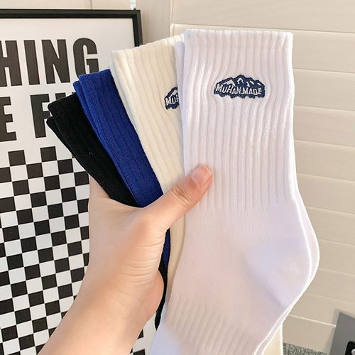 袜子女春秋款中筒袜ins潮雪山中筒个性运动学院风网红男士长筒袜