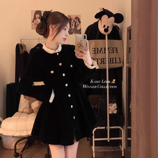 春季新款欧货高档丝绒小香风法式大牌同款网红穿搭连衣裙子大码女