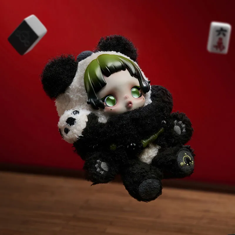 POPMART泡泡玛特SKULLPANDA熊怠怠毛绒公仔挂件潮流sp熊猫吊卡