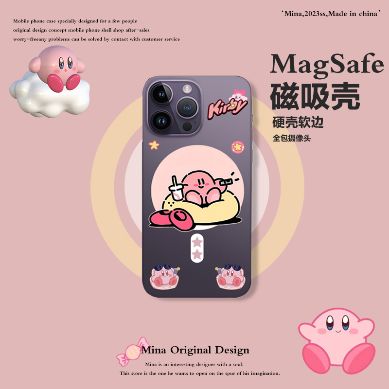 原创星之卡比Magsafe磁吸iPhone14Pro手机壳卡通软边带动画适用苹果15P Max透明13Pro可爱12PM全包防摔无线壳 3C数码配件 手机保护套/壳 原图主图