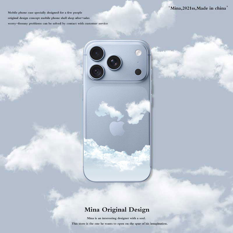 原创iphone18Pro手机壳原创蓝天白云朵积云17简约苹果16Pro Max手机壳个性创意适用ipho15软透明18冰川蓝适配