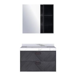 Gobo高宝卫浴浴室柜组合现代简约卫生间洗漱台实木岩板洗手盆镜柜