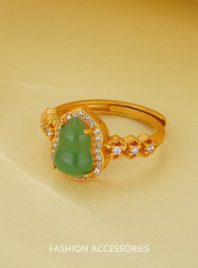 2025年新款新中式宫廷风福禄葫芦戒指古典花丝设计镶钻开口指环