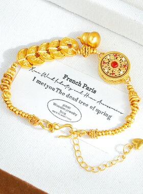 金坊可旋转八宝罗盘五帝钱葫芦盘缠手链招财纳福国潮风串珠手链女