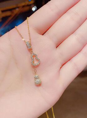 抖音快手网红新款葫芦项链女轻奢小众设计高质感锁骨链毛衣链配饰