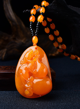 高仿二代老蜜蜡葫芦吊坠貔貅长款毛衣链服饰配件直播引流福利搭赠