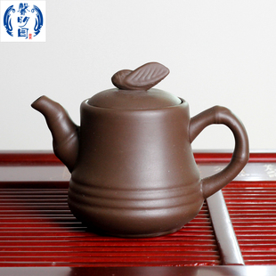 高陂馨明园陶瓷 岭南紫砂原矿紫陶茶具金蝉功夫茶壶禅意竹节壶