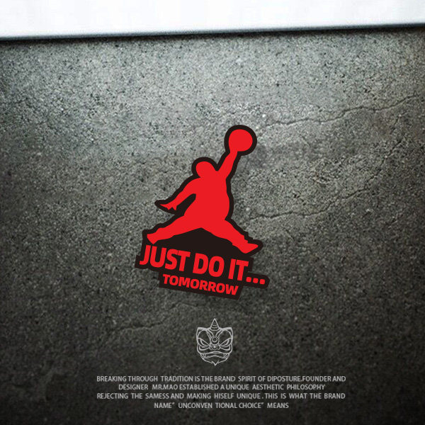 搞笑卡通胖子篮球明天再做趣味英文车贴创意汽车摩托电动车贴纸