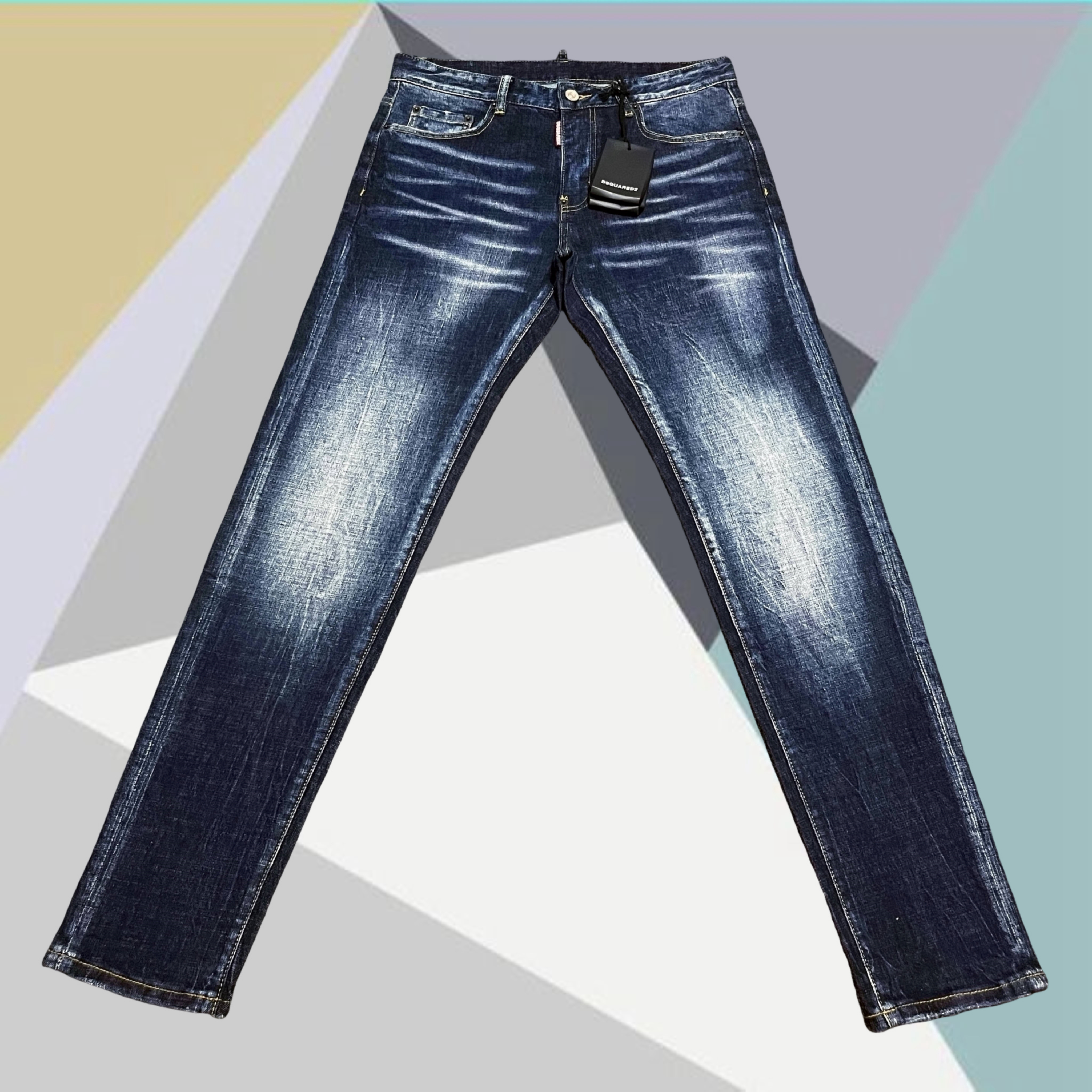 D2牛仔裤男士小脚裤立体剪裁