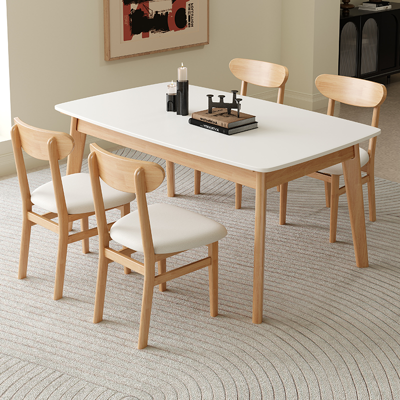 实木岩餐桌客厅家用简约长方形桌