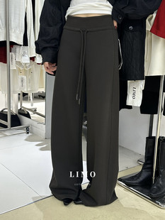 百搭ins螺纹高腰显瘦休闲裤 十三行正品 洋气时尚 韩版 2025秋冬新款