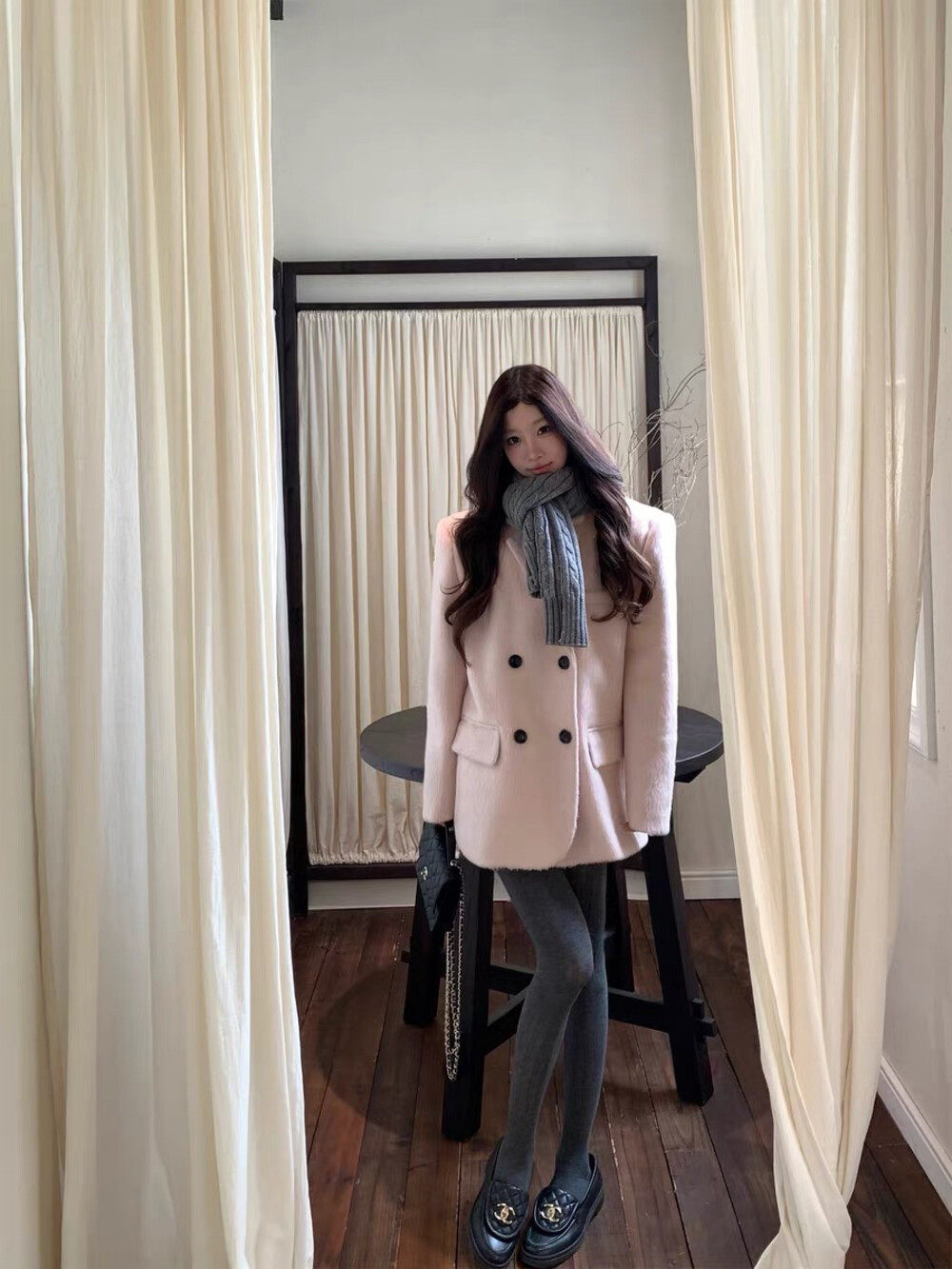 十三行正版2025冬季新款韩版洋气时尚百搭双排扣翻领毛呢西装外套