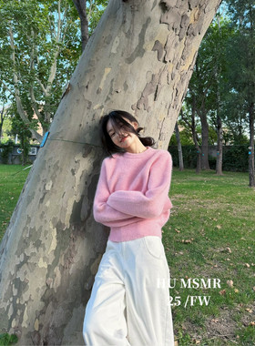 十三行正版2025冬季新款韩版时尚百搭圆领宽松纯色保暖针织毛衣女