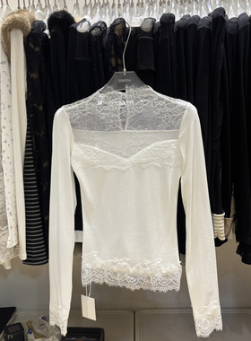 Simida正版2025冬季新款韩版洋气时尚百搭ins蕾丝拼接花边打底衫